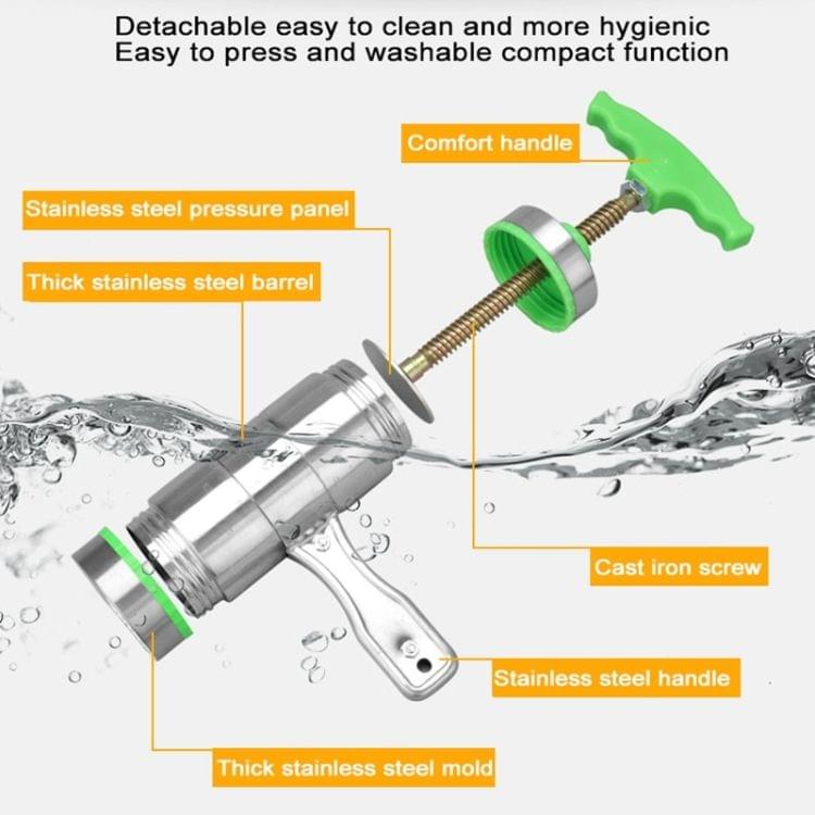 4 Molds Household Manually Small Stainless Steel Pressing Style Handhold Noodle Machine (Green)