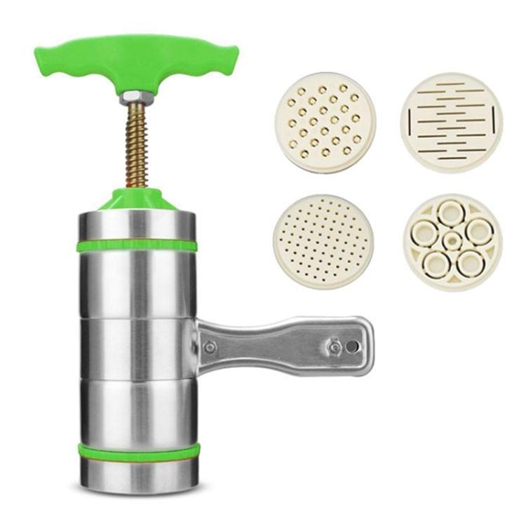 4 Molds Household Manually Small Stainless Steel Pressing Style Handhold Noodle Machine (Green)