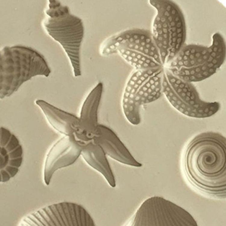 2 PCS  Marine Element Mould Sea Star Conch Shell Model Silicone Cake Fondant Tool(Gray)