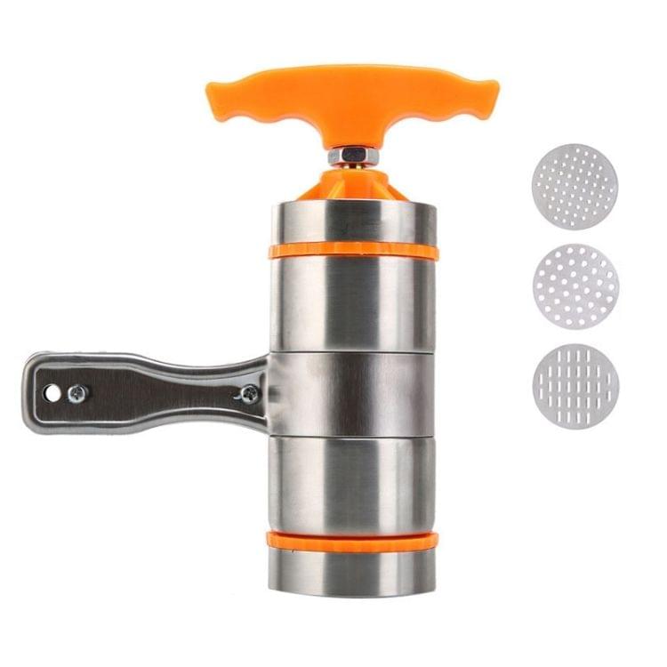 3 Molds Household Manually Small Stainless Steel Pressing Style Handhold Noodle Machine (Orange)