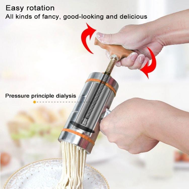 3 Molds Household Manually Small Stainless Steel Pressing Style Handhold Noodle Machine (Orange)