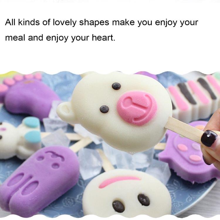 DIY Silicone Ice Cream Popsicle Mold with Wooden Sticks and Protective Cover, Style Random Delivery