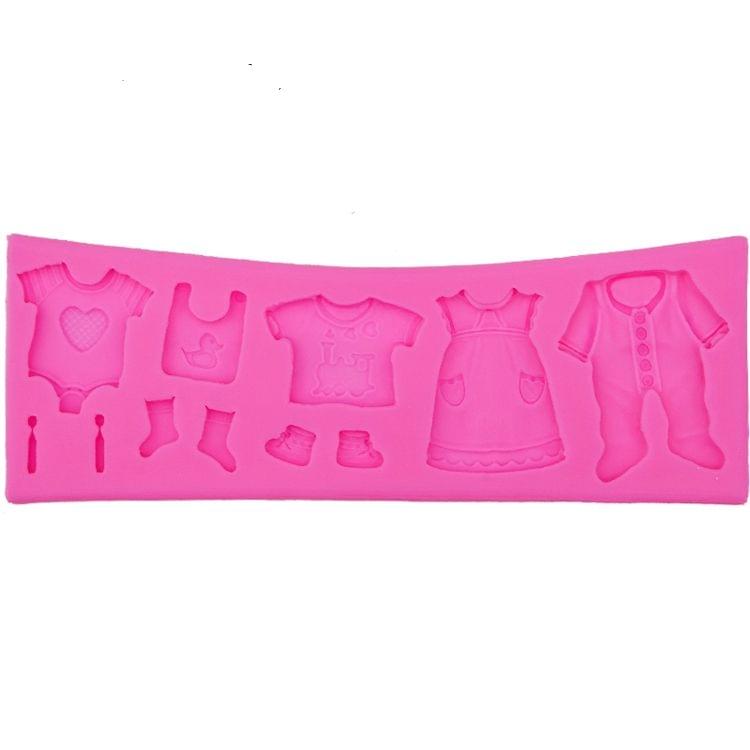 2 PCS Baking Mold Baby Shoes Fondant Cake Mold Kid Clothes Silicone DIY Chocolate West Point Mold