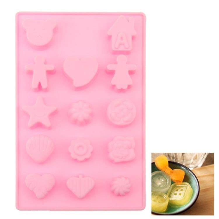 Creative Cartoon Shape 14-Grid Ice Cube Tray(Pink)