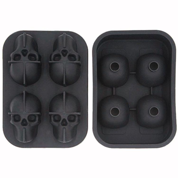 Halloween 3D Skull Head Ice Cube Mold Home Bar Silicone 4 Lattice Ice Cube Biscuit Cake Chocolate Maker Moulds