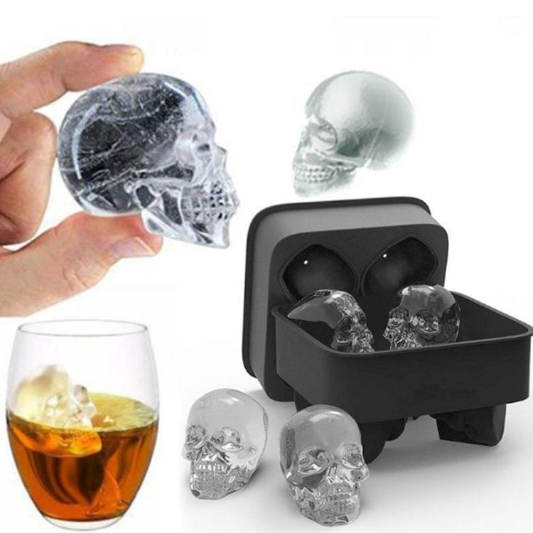 Halloween 3D Skull Head Ice Cube Mold Home Bar Silicone 4 Lattice Ice Cube Biscuit Cake Chocolate Maker Moulds