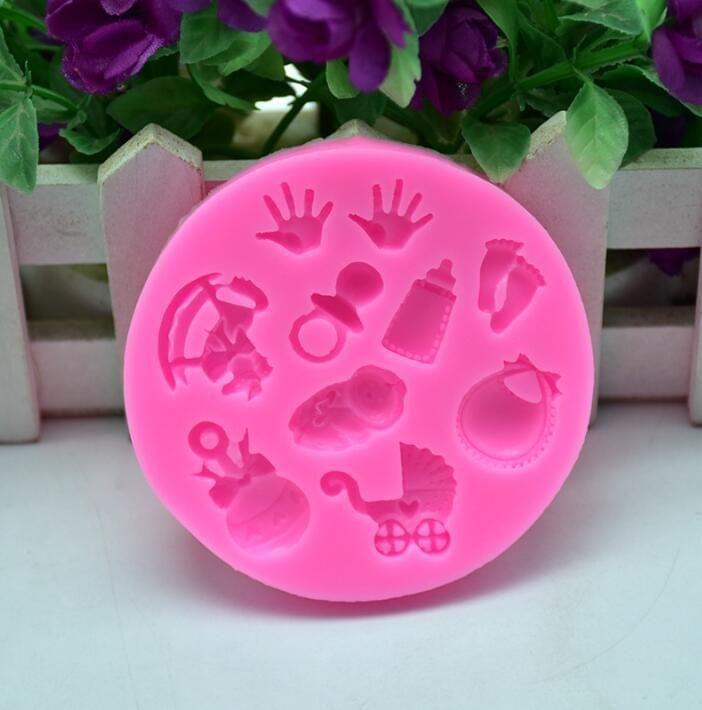 2 PCS Baby Hand Foot Shape DIY Mold Fondant Silicone Cake Chocolate Mold Baking Tool