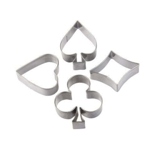 3 Sets Stainless Steel Poker Cookie Mold Playing Cards Cake Fondant Mold Spade Heart Biscuit Cutter