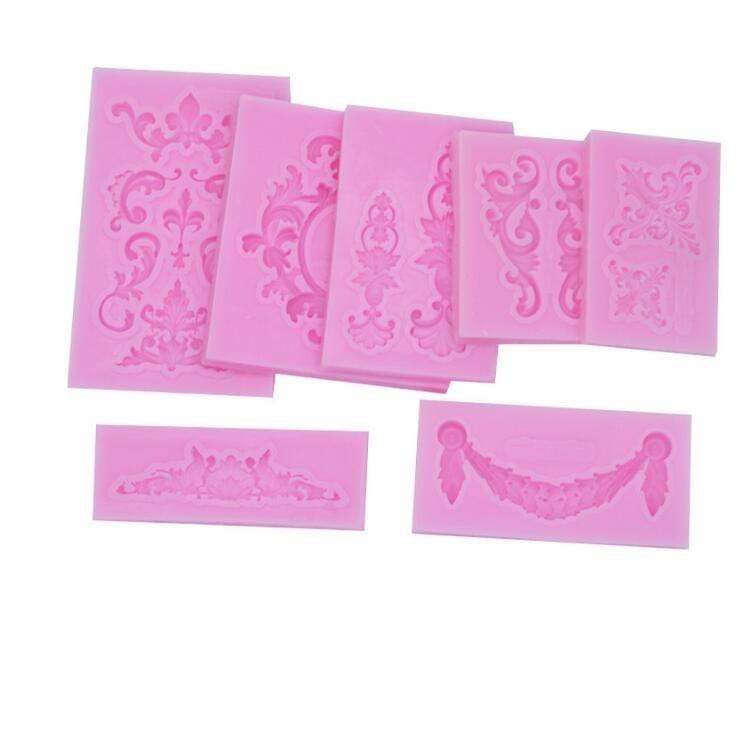 2 PCS Fondant Cake Silicone Mold Hollow Embossed Border Frame Retro Photo Frame Mould(9th 17-155)
