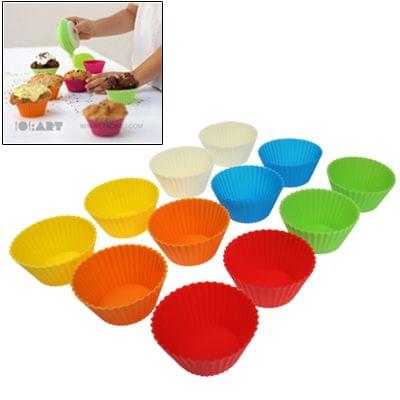 12 pcs Soft Silicone Round Cake Cup Muffin Cases Chocolate Cupcake Liner Baking Cup