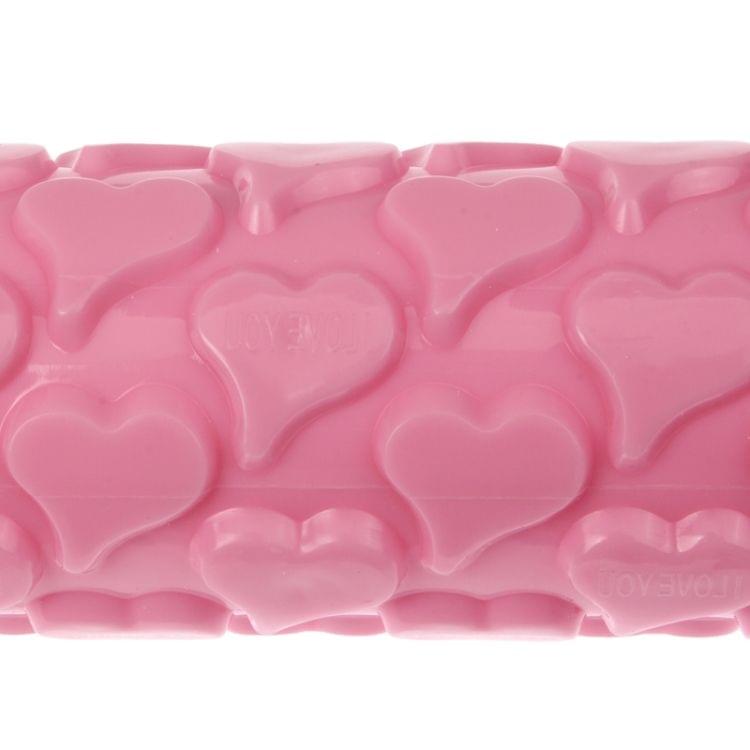 Heart Pattern Fondant Rolling Pin / Embossing Rolling Pin Stick Cake Cookie Mold Tool (Length: 39cm)(Pink)