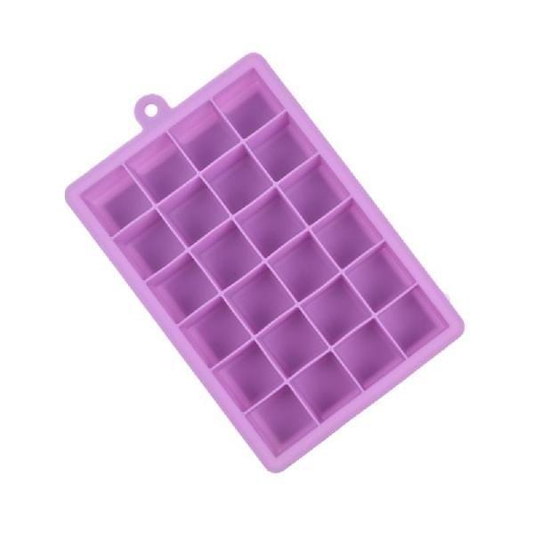 24 Grids Silicone Ice Cube Tray Molds Square Shape Ice Cube Maker Fruit Popsicle Ice Cream Mold(Light purple)