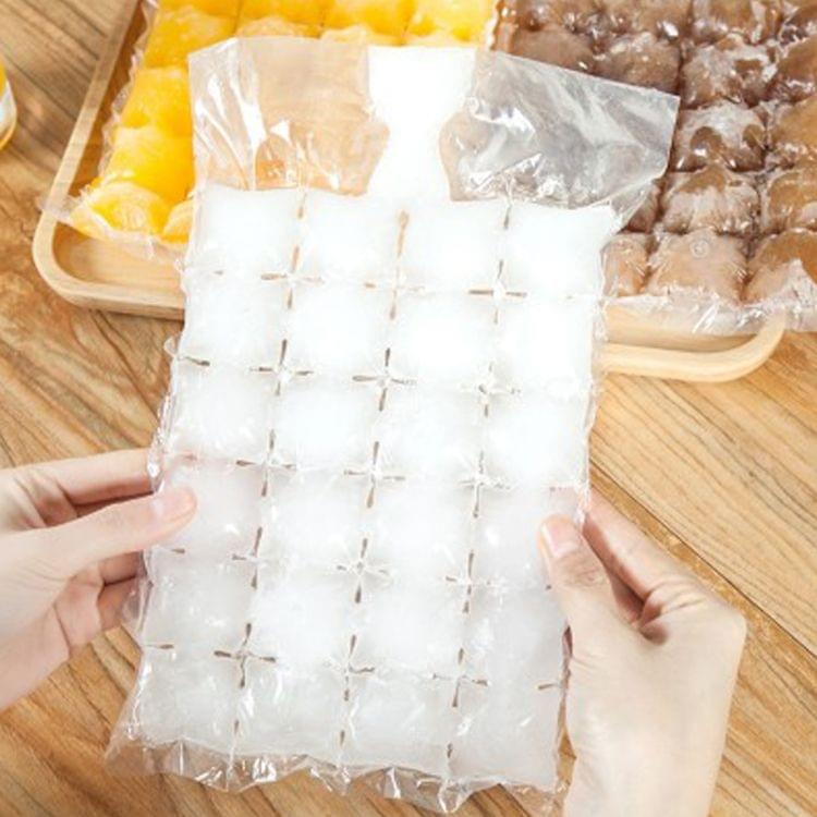 10 Package (100 PCS) DIY 24-Grid Ice Tray Drinking Tool Self-sealing Portable Disposable  Ice Packs Ice Cube Bags Mold, Size: 30x19cm