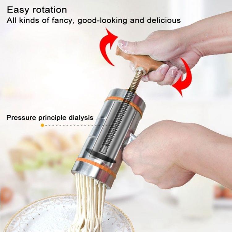 5 Molds Household Manually Small Stainless Steel Pressing Style Handhold Noodle Machine (Orange)