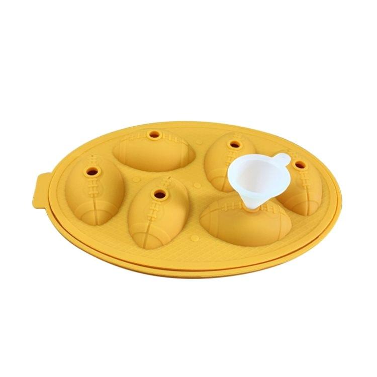 Rugby Shape 3D Ice Cube Mold Maker Bar Party Silicone Trays Chocolate Mold Kitchen Tool (Yellow)