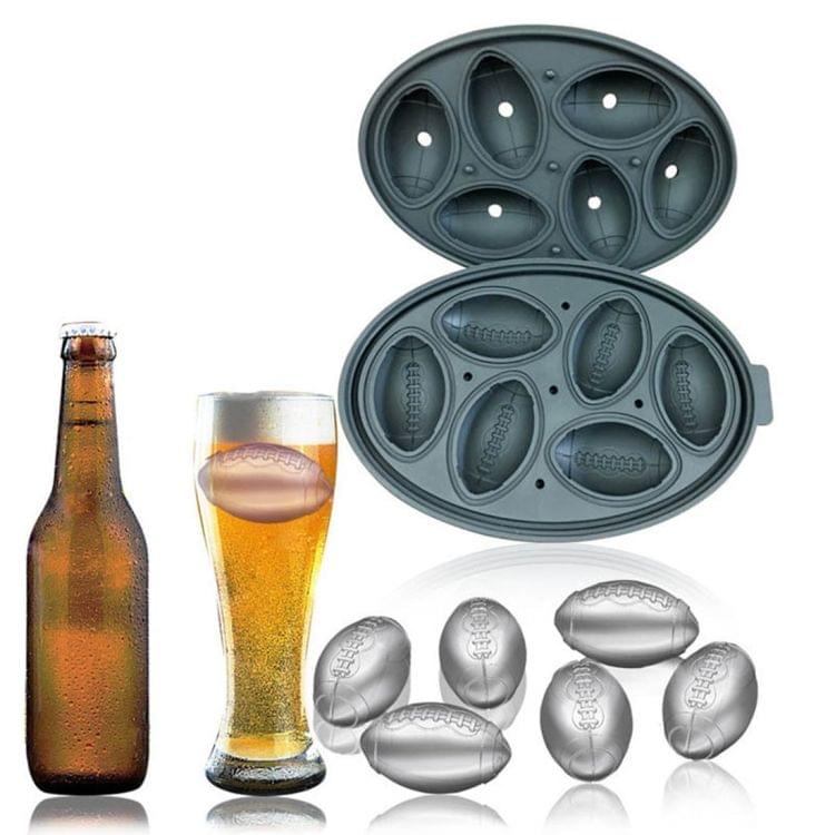 Rugby Shape 3D Ice Cube Mold Maker Bar Party Silicone Trays Chocolate Mold Kitchen Tool (Yellow)