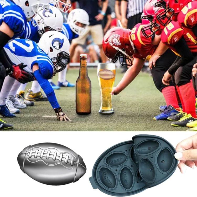 Rugby Shape 3D Ice Cube Mold Maker Bar Party Silicone Trays Chocolate Mold Kitchen Tool (Yellow)
