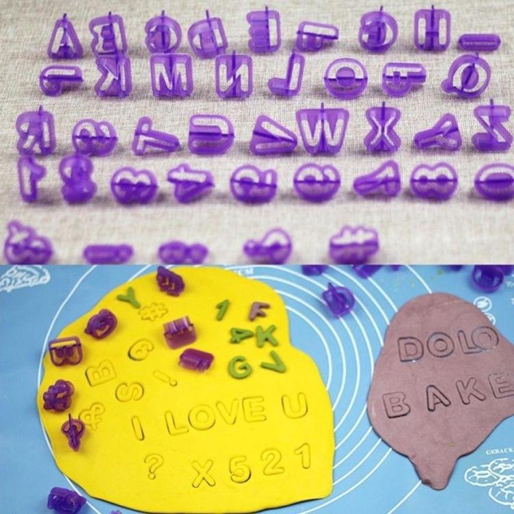 2 PCS Alphanumeric Plastic Cookie Molds Symbol Fondant Cake Decorative Printing Molds