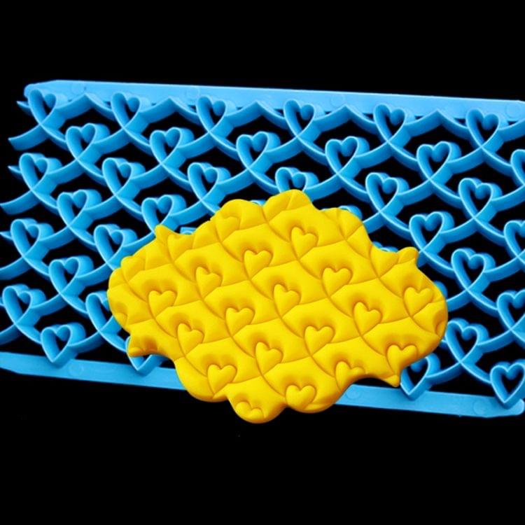 2 PCS Cake Fondant Tool Heart Shaped Diamond Texture Plaid Overpass Quyi Seal Printing Mould(Double Lattice 54113)