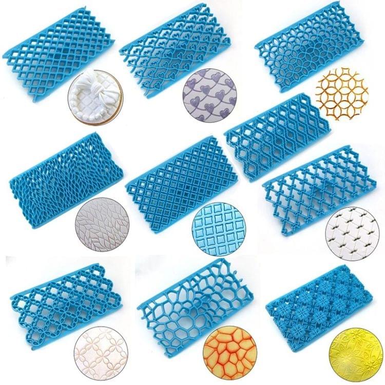 2 PCS Cake Fondant Tool Heart Shaped Diamond Texture Plaid Overpass Quyi Seal Printing Mould(Double Lattice 54113)