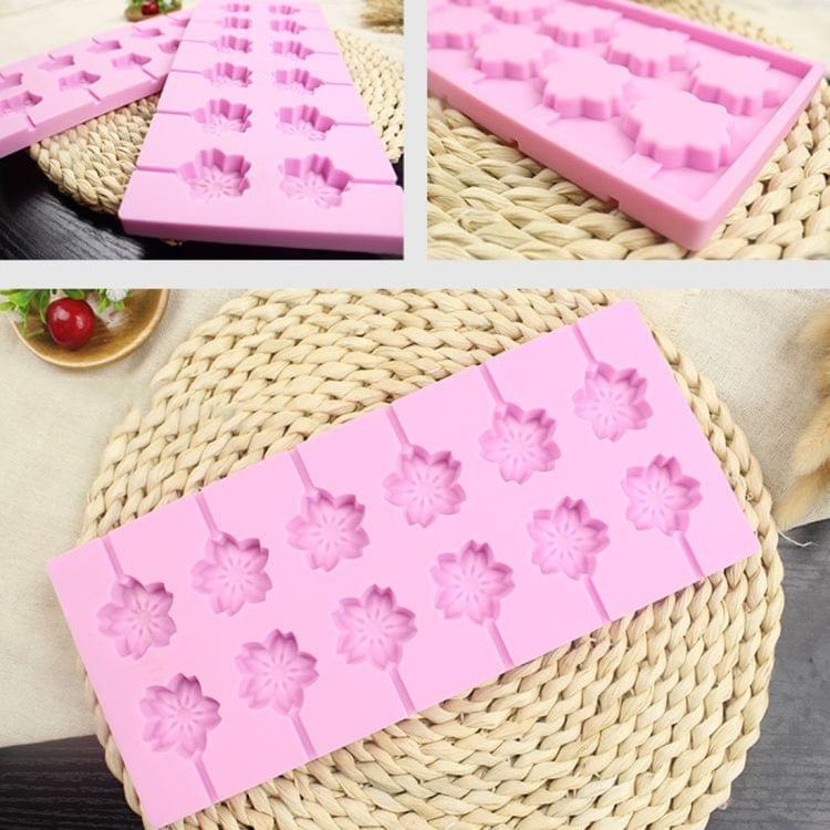 12-Capacity DIY Silicone Lollipop Chocolate Molds (Cherry Blossoms Shape)