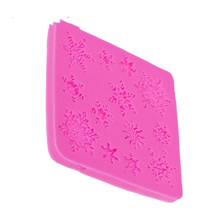 2 PCS DIY Fondant Cake Mold Snowflake Silicone Mold(Pink)