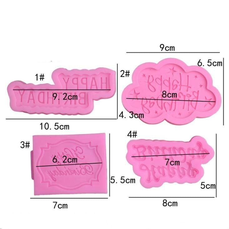 3 PCS Happy Birthday English Letters Fondant Silicone Mold Alphabet Cake Decoration Mold Clay Chocolate Mold(4#)