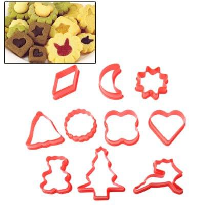 10 Kinds Shape Food Processing Machine for Soft Biscuit Machine / Biscuit Moulds (10pcs in One Packaging, The Price is for 10pcs)(Red)