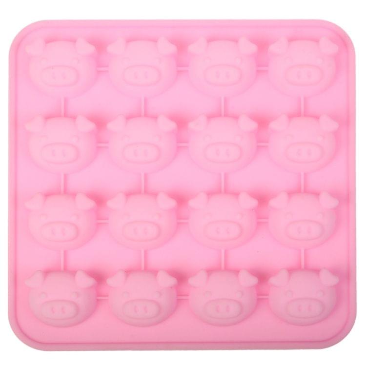 Creative Pig Head Shape 16-Grid Ice Cube Tray(Pink)