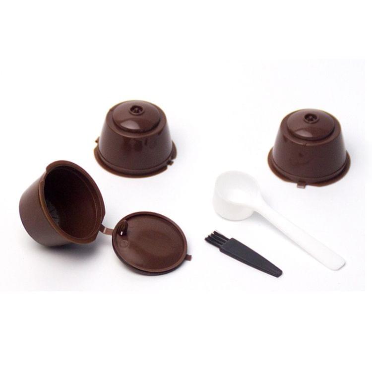 3 PCS Eco-friendly Reusable Coffee Capsule Set Food Grade Plastic PP Coffee Filter Baskets Soft Capsules(Brown)
