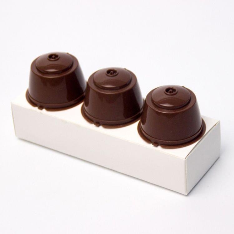 3 PCS Eco-friendly Reusable Coffee Capsule Set Food Grade Plastic PP Coffee Filter Baskets Soft Capsules(Brown)