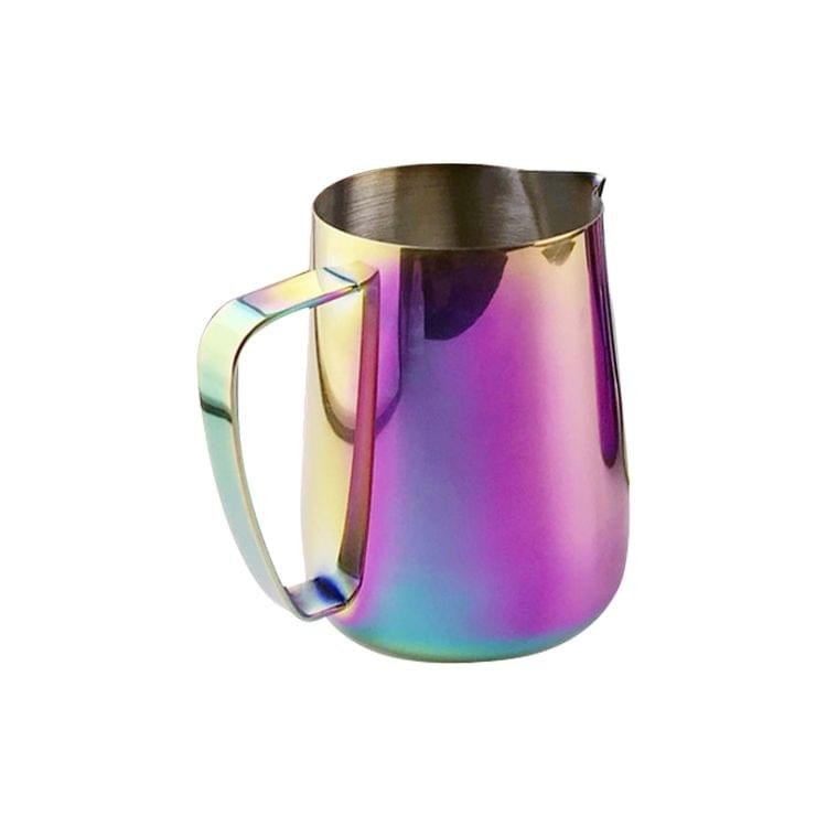 Milk Jug 0.3-0.6L Stainless Steel Frothing Pitcher Pull Flower Cup Coffee Milk Frother Latte Art Milk Foam Tool Coffeware, Capacity:350ml(colorful)