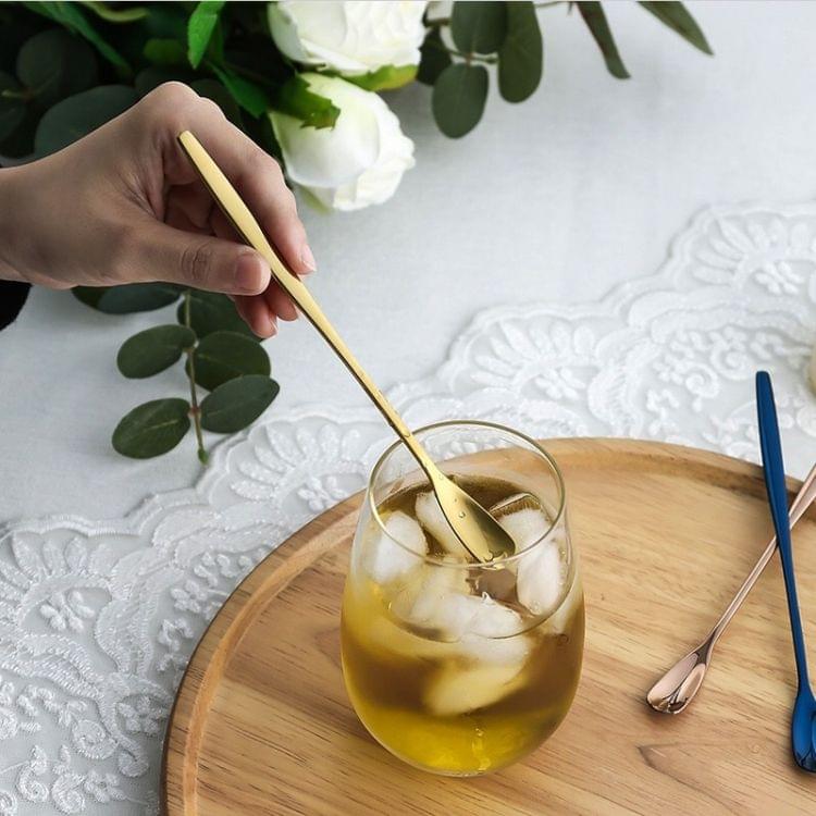 2 PCS Stainless Steel Coffee Spoon With Long Handle Kitchen Colorful Scoops Dessert Tea Spoon(Rose gold)