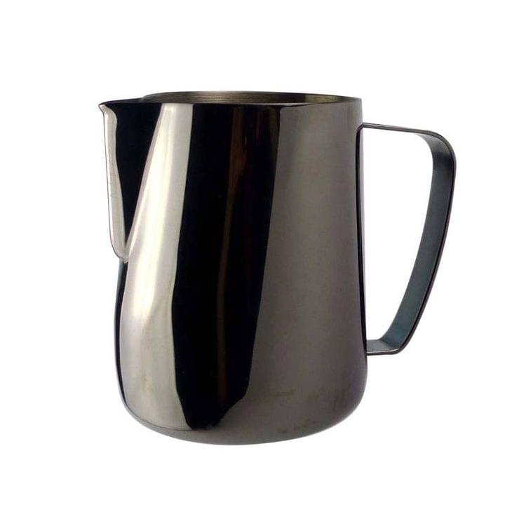 Milk Jug 0.3-0.6L Stainless Steel Frothing Pitcher Pull Flower Cup Coffee Milk Frother Latte Art Milk Foam Tool Coffeware, Capacity:350ml(black)