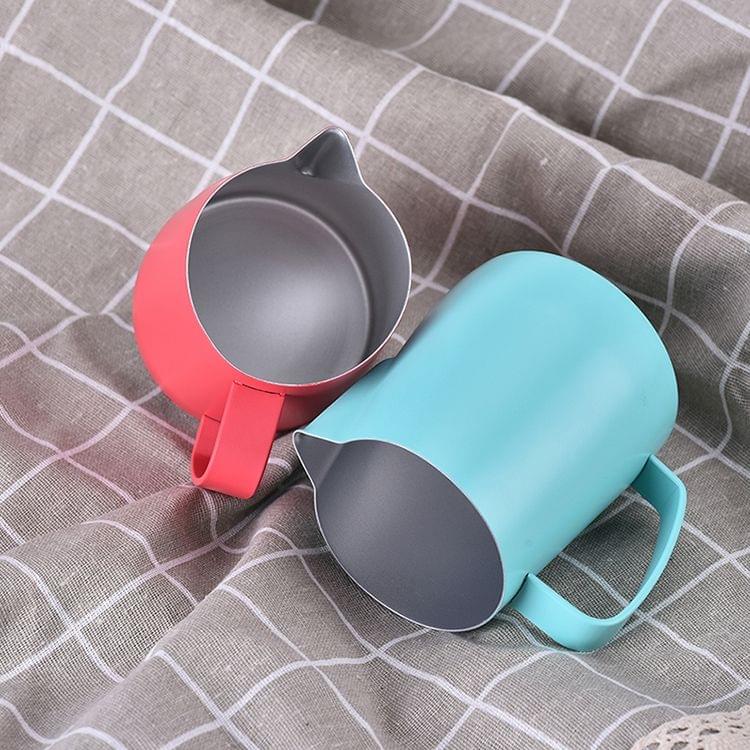 Milk Jug 0.3-0.6L Stainless Steel Frothing Pitcher Pull Flower Cup Coffee Milk Frother Latte Art Milk Foam Tool Coffeware, Capacity:350ml(black)