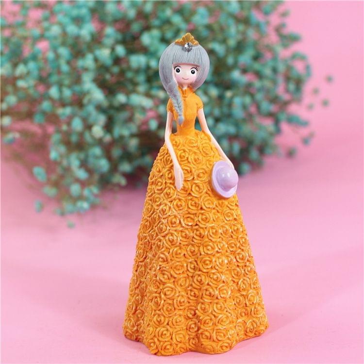 Pretty Skirt Girl Style Resin Crafts Ornaments Room Decoration, Size: 9*8.5*19cm (Yellow)