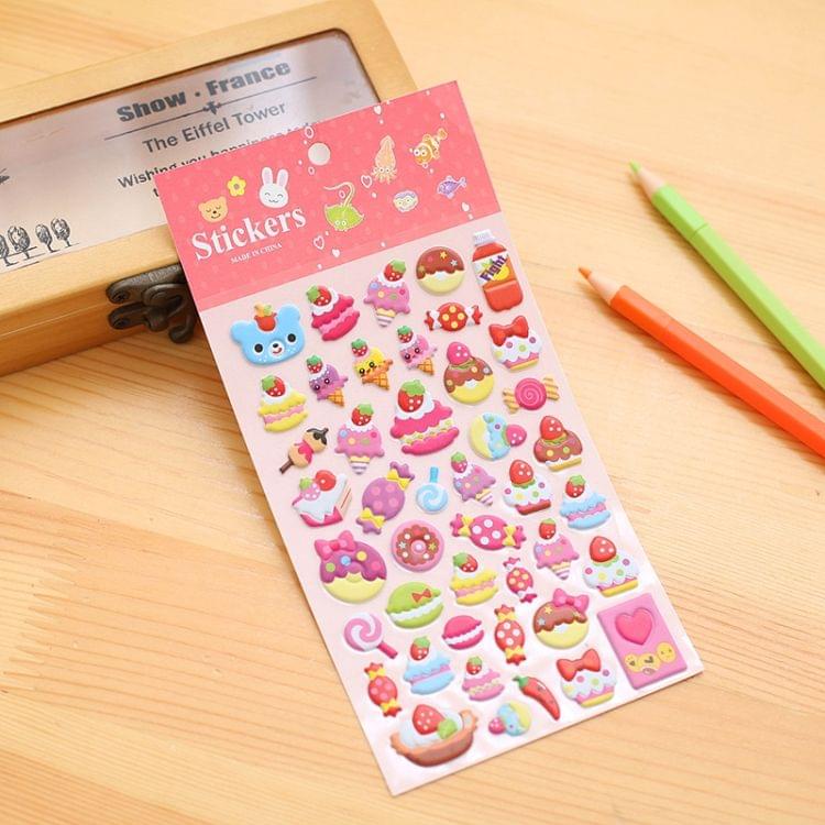 2 PCS Cakes Pattern Creative Cartoon Children DIY Album Diary Decorative Stereo Bubble Sticker