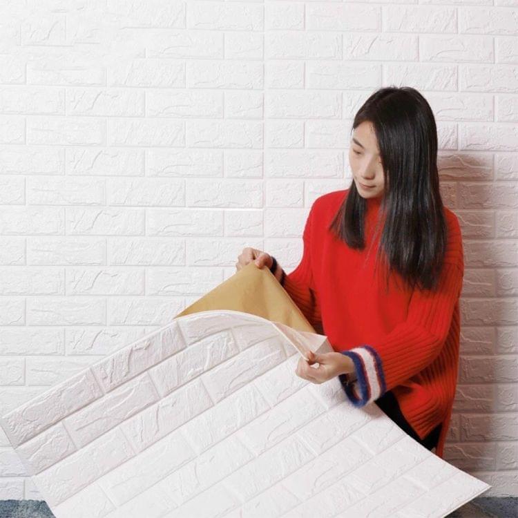 2 PCS Self Adhesive Waterproof TV Background Brick Wallpapers 3D Wall Sticker Living Room Wallpaper Mural Bedroom Decorative Stickers, Dimensions:70cm x 77cm(Light blue)