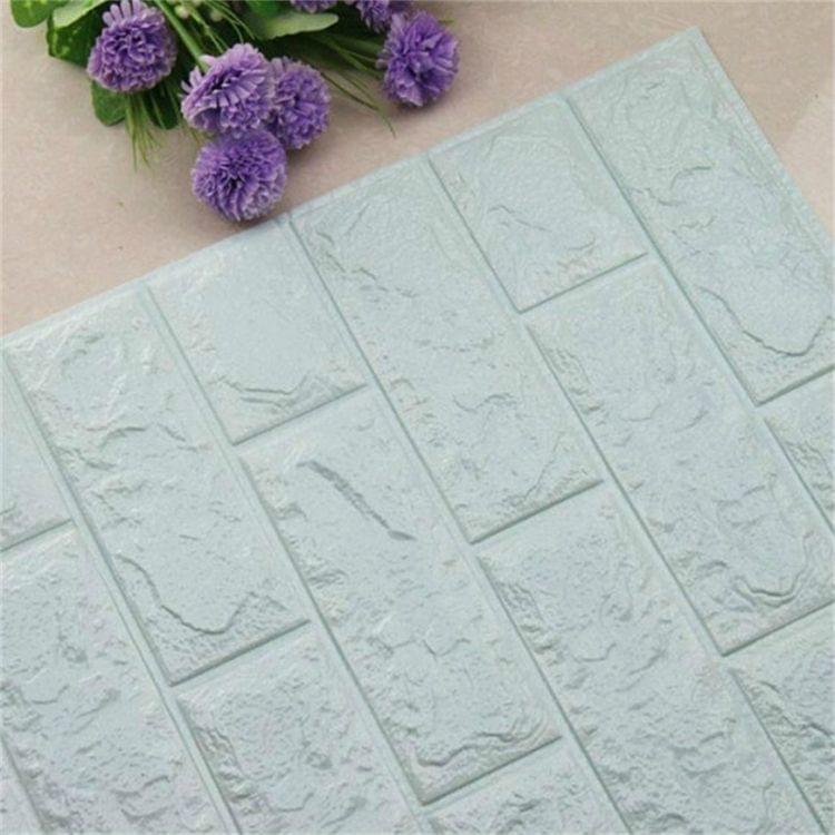 2 PCS Self Adhesive Waterproof TV Background Brick Wallpapers 3D Wall Sticker Living Room Wallpaper Mural Bedroom Decorative Stickers, Dimensions:70cm x 77cm(Light blue)