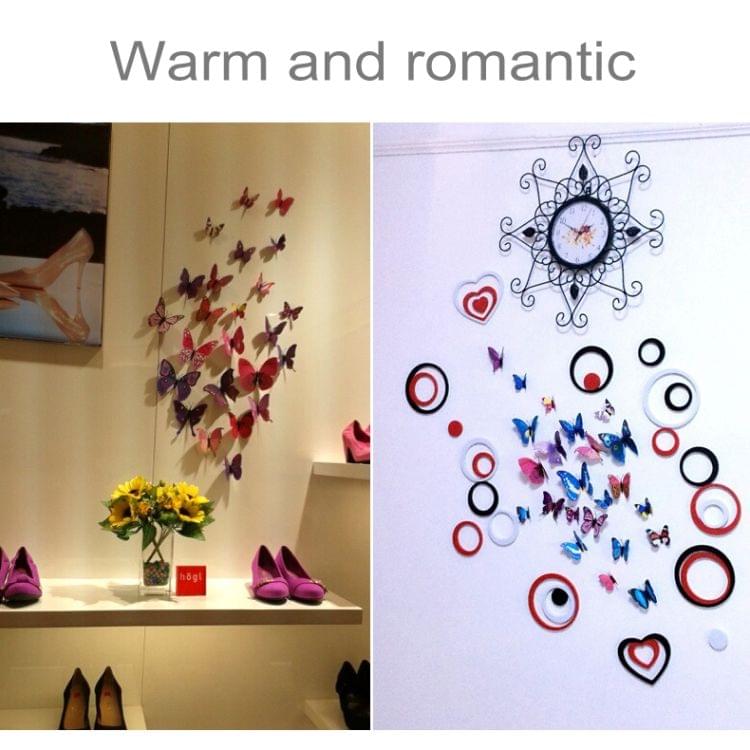 60 PCS Home Decoration Originality Double-deck PVC 3D Butterfly Wall Paste