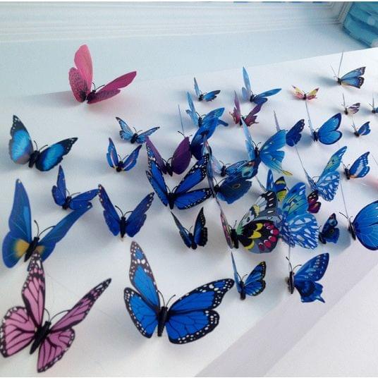 60 PCS Home Decoration Originality Double-deck PVC 3D Butterfly Wall Paste