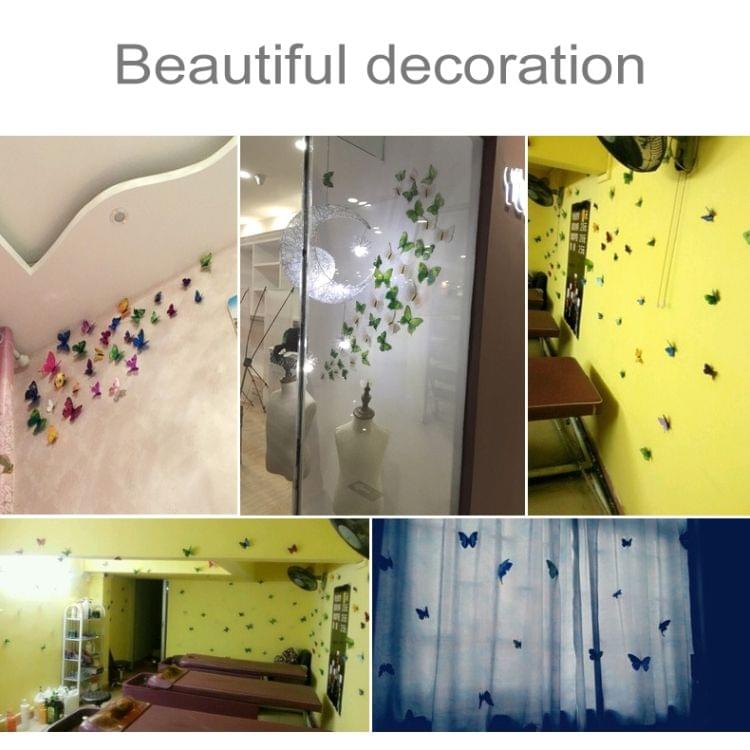 60 PCS Home Decoration Originality Double-deck PVC 3D Butterfly Wall Paste