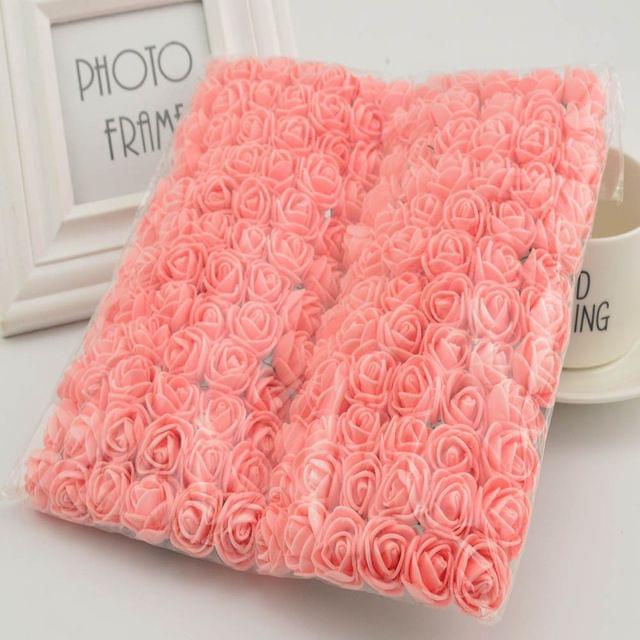 144 PCS 2cm Mini Foam Fake Roses Flower Home Wedding Decoration DIY Artificial Flower Bouquet Wreath Gift Box(Dark Blue)