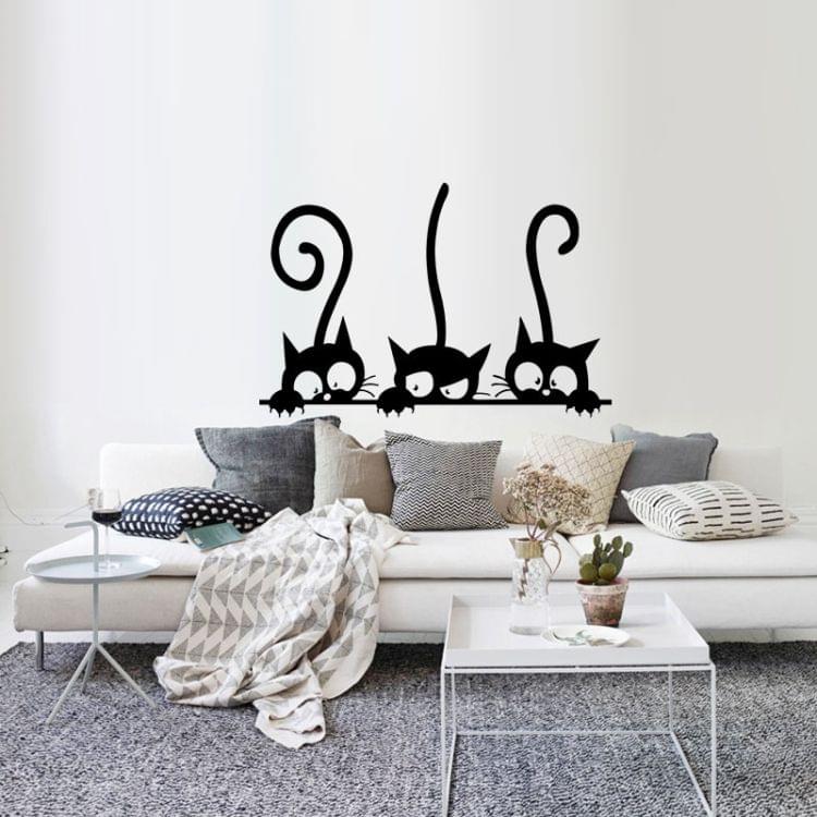2 PCS Lovely Black Cute Cats Wall Sticker, Size:30x20cm