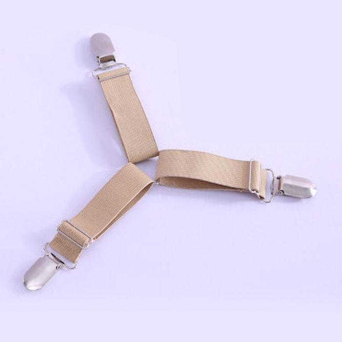 4 PCS  Adjustable Bedspread Tablecloth Curtain Sofa Cover Holder Tent Metal Fixed Clips(Khaki)