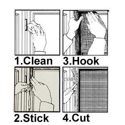 DIY Polyester Fly Screen/ Window Screen Hook and Loop Fastener Mosquito Net(White)