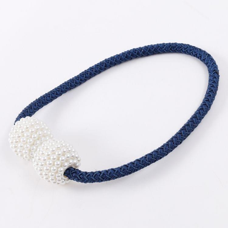 2 PCS Fashion Adornments Pearl Magnetic Buckle Curtain Strap(Dark Blue)