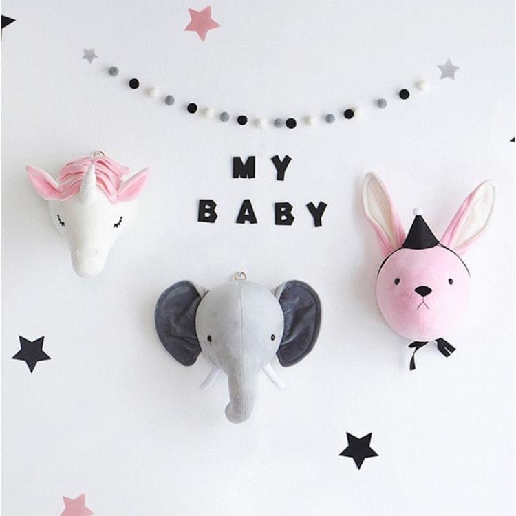 Children Room Wall Stuffed Plush Toy Baby Bedroom Decoration Animal Head Wall Decorate Toy Doll for Kids(Rabbit)