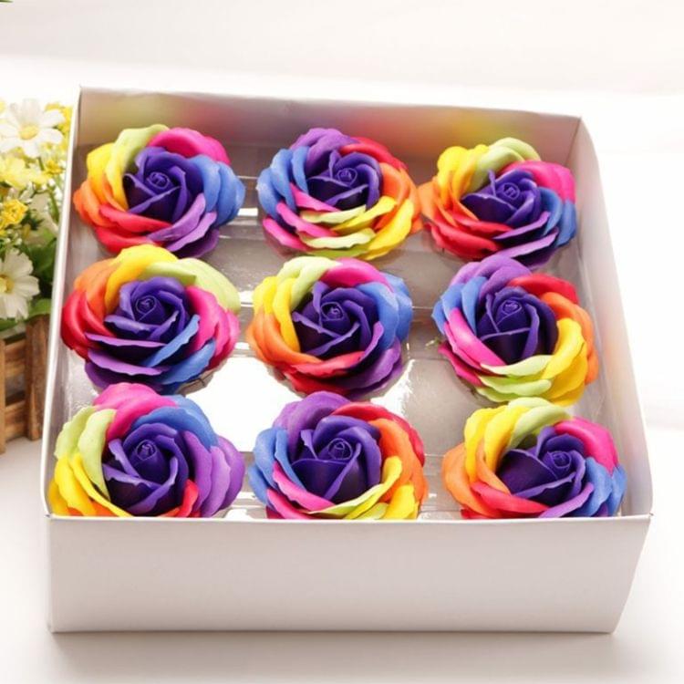 9 PCS Rose Shaped Colorful Soap Flowers, Random Color Delivery