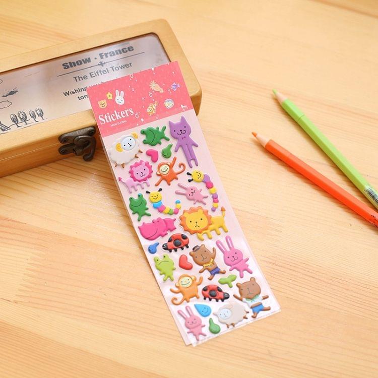 2 PCS Rabbit Lion Pattern Creative Cartoon Children DIY Album Diary Decorative Stereo Bubble Sticker